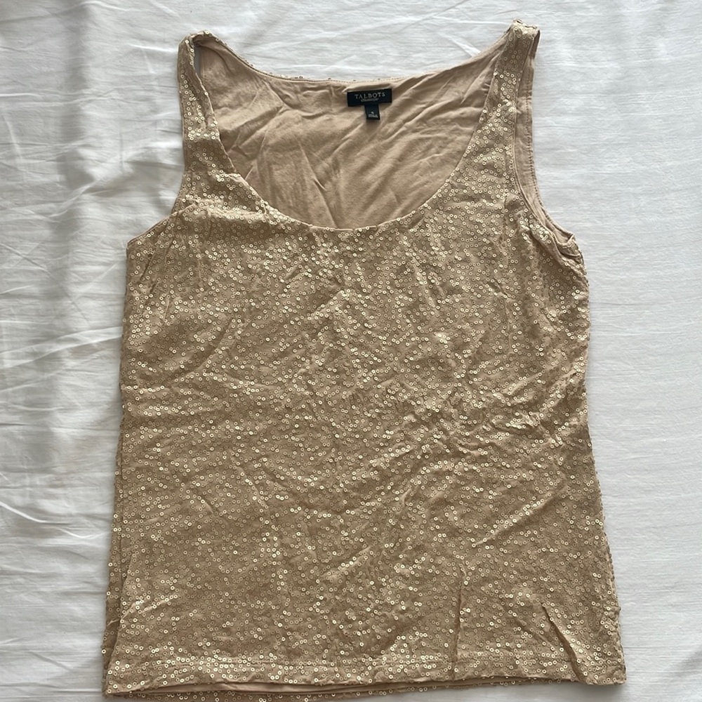 Sequined Gold Y2k Ann Taylor Tank Top
